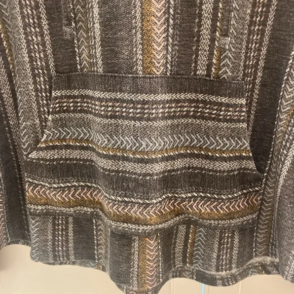 Wallflower Brown and Gray Patterned V-Neck Sweater Hoodie - Picture 2 of 6